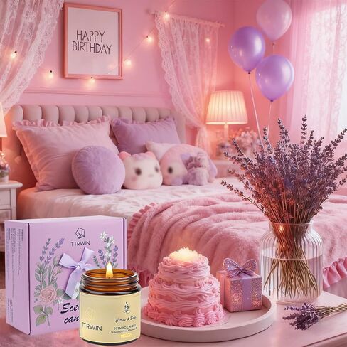 TTRWIN Scented Candles Gift Set, 4 Pick Natural Soy Candles: British pear & Freesia, Rose & Amber, Lavender & Rosemary, Citrus & Basil, Birthday Gifts for Women, Gifts for Mother's Day in Kuwait