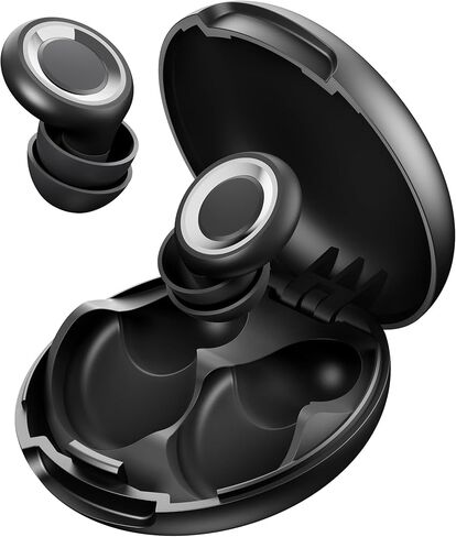 Ear Plugs for Sleeping - Total Silence! Single+Double Tips Design | 46dB Noise Reduction & Advanced Seal Tech | 8 Pairs (XS-L) + Case | Trusted by Millions (Black, Medium) in Saudi Arabia