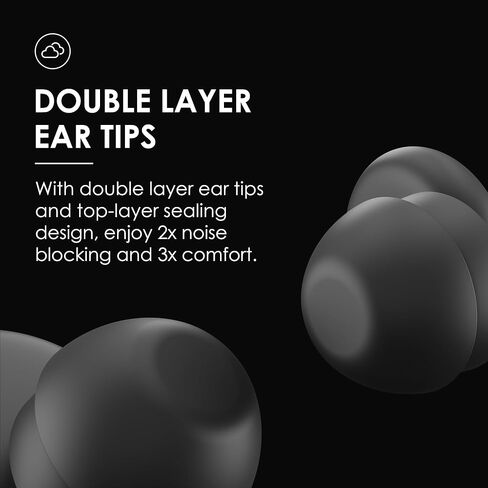 Ear Plugs for Sleeping - Total Silence! Single+Double Tips Design | 46dB Noise Reduction & Advanced Seal Tech | 8 Pairs (XS-L) + Case | Trusted by Millions (Black, Medium) in Saudi Arabia