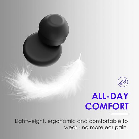 Ear Plugs for Sleeping - Total Silence! Single+Double Tips Design | 46dB Noise Reduction & Advanced Seal Tech | 8 Pairs (XS-L) + Case | Trusted by Millions (Black, Medium) in Saudi Arabia