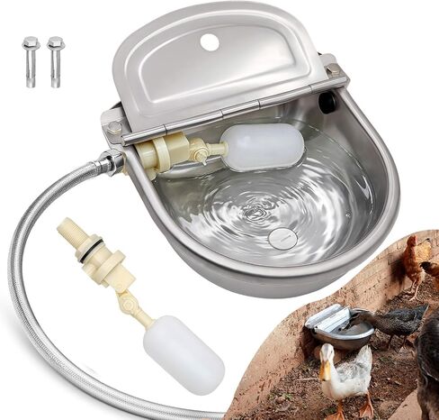Automatic Water Bowl Dispenser for Dog Large Size Stainless-Steel Waterer Feeder Self Filling Trough for Poultry and Livestock in Saudi Arabia