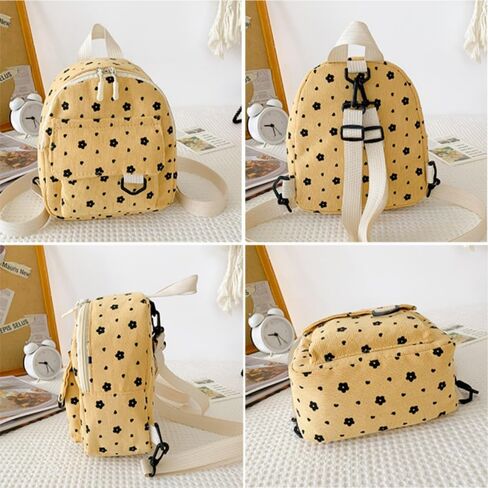 Cute Mini Coin Backpack for Women Simple Lightweight Flower Pattern Corduroy Small Purse, Pink in Saudi Arabia