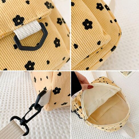Cute Mini Coin Backpack for Women Simple Lightweight Flower Pattern Corduroy Small Purse, Pink in Saudi Arabia