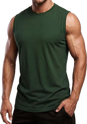 Men's Tank Top Workout Sleeveless Shirts Moisture Wicking Lightweight Quick Dry Running Muscle Shirts in Saudi Arabia