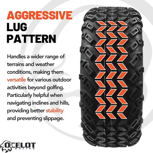 إطار عربة الجولف Ocelot Atacama 22x11-8 A/T - لجميع التضاريس، معتمد من وزارة النقل، هيكل من 4 طبقات، تشغيل سلس وقيادة هادئة، تصميم مداس للاستخدام على الطرق الوعرة/الوعرة in Kuwait