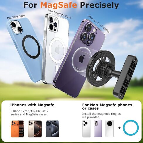 حامل هاتف عربة الجولف المغناطيسي لهاتف MagSafe iPhone، حامل هاتف عربة الجولف يدور 360 درجة مع مغناطيس مزدوج قوي، حامل عربة الجولف Magsafe، ملحقات عربة الجولف للرجال لاعبي الغولف والأب in Kuwait