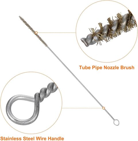 uxcell Pipe Cleaner Brush 6 mm Wire Pipe Cleaner Bore Brush Cleaning Stainless Steel Handle for Tubes Brass 4 Pcs in Kuwait