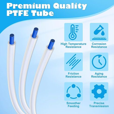 أنبوب PTFE بطول 5 متر (16.4 قدم) لخيوط 1.75 مم، أنبوب Anglecai Bambu 2.5 مم معرف × 4 مم OD مع قاطع/8 موصل/8 واقي مطاطي لـ BBL AMS X1/ X1C/ P1P/ P1S/ A1/ A1 Mini، Prusa MMU3/ Direct Drive Extruder in Kuwait