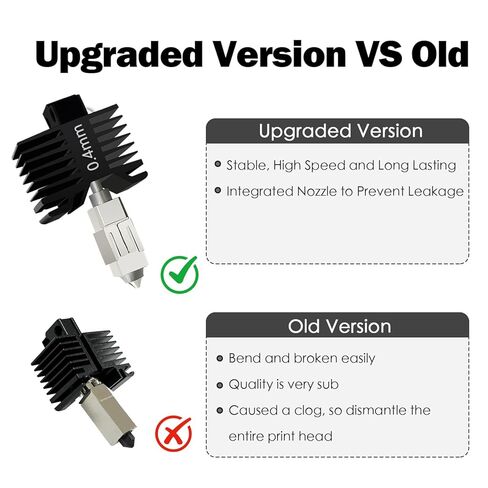 HzdaDeve Upgraded 2PK 0.4MM X1C/X1/X1E Hotend Hot End Full Assembly Print Head Hardened Steel Nozzle Extruder Ceramic Heater Cartridge Rod Thermistor Kit Replacement for Bambu Lab X1 Combo Series in Kuwait