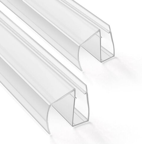 Bathroom Framless Shower Glass Door Bottom Seal Strip, 2PCS 36 Inch Long PVC Clear Seal Strips for 1/4"(6MM) Glass Door, to Stop Water Leakage in Kuwait