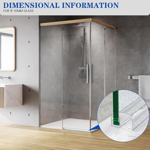 Bathroom Framless Shower Glass Door Bottom Seal Strip, 2PCS 36 Inch Long PVC Clear Seal Strips for 1/4"(6MM) Glass Door, to Stop Water Leakage in Kuwait