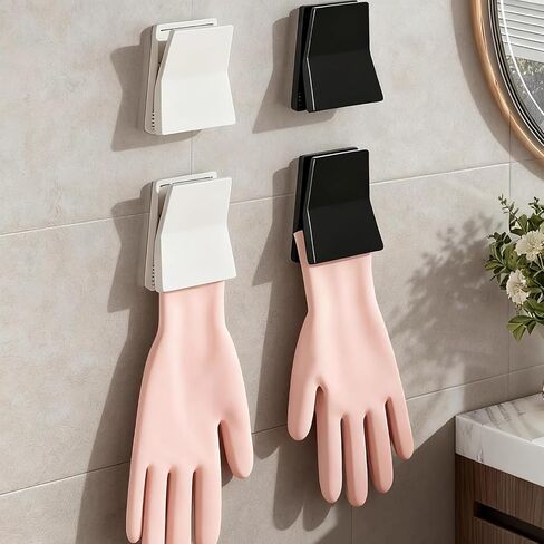 Kitchen Glove Holder Rack, Rubber Glove Hanger, Anti-Slip Storage Hook for Cleaning Gloves, Space-Saving Wall Mount, Easy Installation for Kitchen and Bathroom (White) in Kuwait