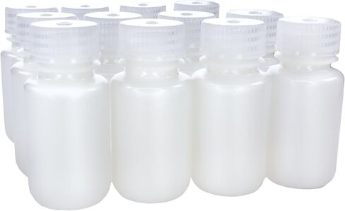 EISCO - زجاجات كاشف HDPE معقمة واسعة الفم سعة 60 مل مع أغطية من البولي بروبيلين، عبوة مكونة من 12 قطعة، حاويات مختبرية شفافة وغير قابلة للتعقيم، نطاق درجة حرارة -100 إلى 120 درجة مئوية in Kuwait