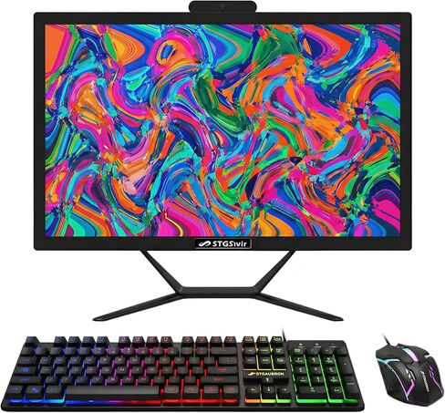 STGSivir All in One Desktop Computer, 21.5-inch FHD Display, Core i5 2.9GHz up to 3.6GHz, 16G Memory, 512G SSD, WiFi 5, Bluetooth, RGB Keyboard & Mouse, Windows 10 Home in Saudi Arabia