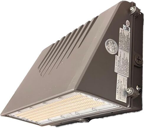 Full Cutoff Wall Pack 80W LED Light with Battery Backup, with Photocell Dusk to Dawn, 3CCT Tunable 3000K/40000K/50000K & Wattage Tunable, Commercial Outdoor Flood Light Fixture, Dark Bronze in Kuwait