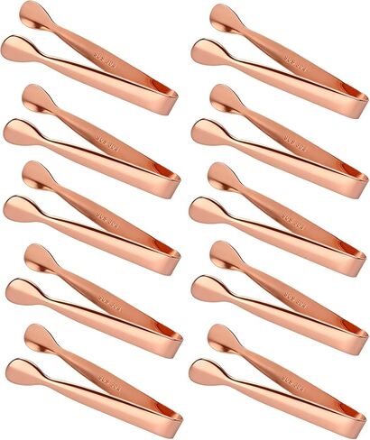 SmileCat 10Pcs Ice Tongs Sugar Cubes Mini Tongs 4.41Inch Food-Grade Stainless Steel Kitchen Utensils Set. Small Tongs for Appetizers,Charcuterie Board,Desserts,Coffee,Grazing Table Supplies. Rose Gold in Kuwait