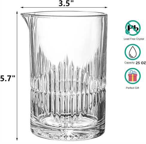 DEAYOU 2 Pack Cocktail Mixing Glass, 25 OZ Crystal Stirring Glasses for Martini Drinks, Seamless Bar Mixer Pitcher with Thick Wall, Glass Shaker with Weighted Bottom for Bartender, Home, Old Fashioned in Kuwait