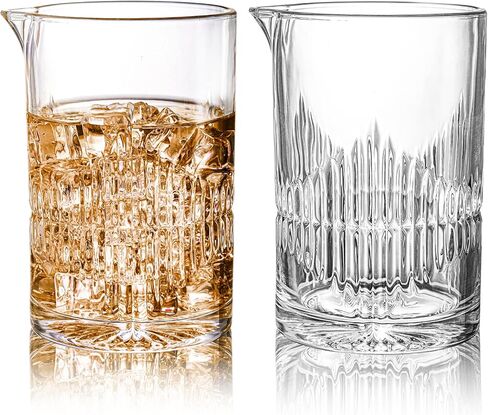 DEAYOU 2 Pack Cocktail Mixing Glass, 25 OZ Crystal Stirring Glasses for Martini Drinks, Seamless Bar Mixer Pitcher with Thick Wall, Glass Shaker with Weighted Bottom for Bartender, Home, Old Fashioned in Kuwait