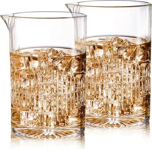 DEAYOU 2 Pack Cocktail Mixing Glass, 25 OZ Crystal Stirring Glasses for Martini Drinks, Seamless Bar Mixer Pitcher with Thick Wall, Glass Shaker with Weighted Bottom for Bartender, Home, Old Fashioned in Kuwait