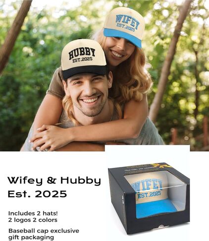 Mom and Dad Hats Gifts for New First Time Parents, Honeymoon Newlyweds Wedding Couples Hubby & Wifey Trucker Cap Set in Saudi Arabia