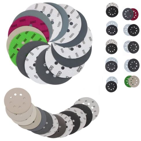 Sandpaper Hook and Loop 50 PCS 5 inch Assortment Sanding Discs Wet Dry 60 120 240 400 600 800 1000 1500 2000 3000 Grit, Orbital Sandpaper 125mm for Metal Wood Paint Automotive Polishing in Kuwait
