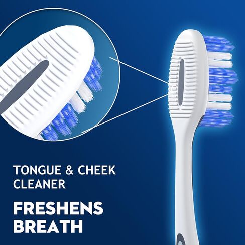 Medium Toothbrushes for Adults with Tongue Cleaner, Utilizing whitening Spiral Wave Brush bristles, it Effectively Cleans Coffee, Tea, and Smoke Stains, Gentle Rounded Tips（6 Pack） in Kuwait