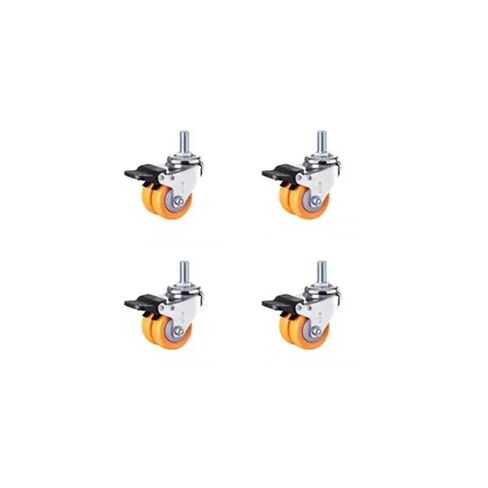 Heavy Duty 1.5inch Dual-Row Caster Wheels with Lead Screw - Universal/Brake M12/M10×25mm 4Pcs(Universal M10x25mm) in Kuwait