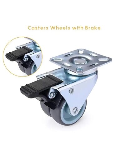 عجلات قاعدة مسطحة 2 بوصة مع عجلات مطاطية للفرامل 4 قطع in Kuwait