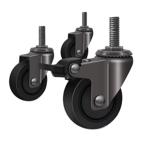 1 Inch Thread M6/M8 Small Universal Wheel/Silent Rubber Wheel with Brake 4Pcs(8) in Kuwait