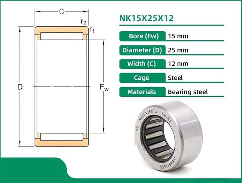 1 قطعة NK15X25X12 NK152512 15X25X12 8E-NK15X25X12-3 NK1512 محمل ذو بكرات إبرية محامل مع حلقات تشكيله دون حلقة داخلية in Kuwait
