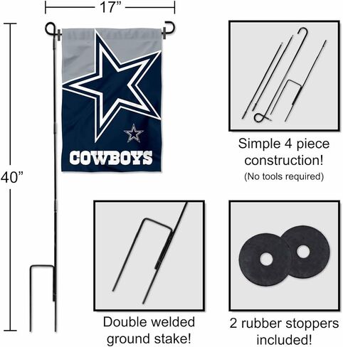 علم الحديقة بشعار WinCraft Dallas Cowboys الجريء وحامل سارية العلم in Kuwait