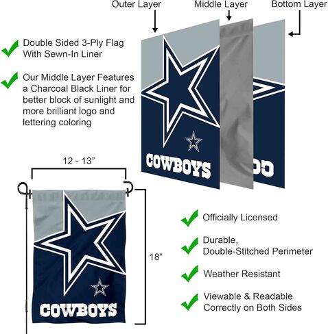 علم الحديقة بشعار WinCraft Dallas Cowboys الجريء وحامل سارية العلم in Kuwait