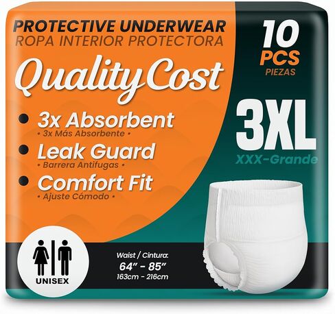 QualityCost Adult Incontinence Underwear Pull-Up, 20Pack, Heavy Duty Briefs for Men and Women, Maximum Absorbency, Leak Proof, Disposable Pull-Ups for Overnight Protection, Size 3XL (64-85 inch Waist) in Saudi Arabia