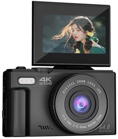 الكاميرا الرقمية Zunate Retro 64MP ، كاميرا Vintage 4K UHD Vlogging مع تكبير 18x ، ضبط تلقائي للصورة ، شاشة Flip 3 بوصة لتصوير الفوتوغرافي Vlogging (أبيض) ، Zunateyk6VG30WNX-11 in Saudi Arabia