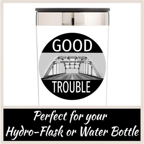 Good Trouble Bumper Sticker - Edmund Pettus Bridge John Lewis Premium Vinyl Decal 3 x 3 for Car Auto Window Civil Rights BLM Black Lives Matter Human Rights + Better Than Magnets Sticks Anywhere in Kuwait