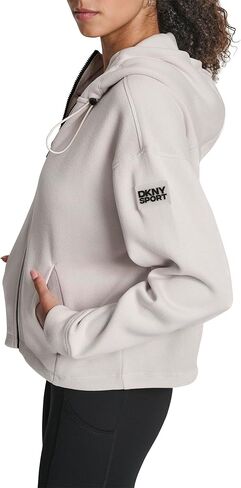 DKNY Women's Sweater Fleece Full Zip Hoodie Sweatshirt With Bungee in Saudi Arabia