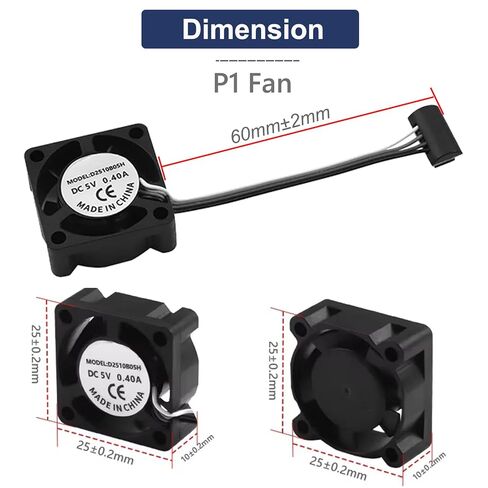 عبوتان من مروحة Bambu Lab P1S P1P Hotend، مروحة تبريد ذات طرف ساخن للطابعة ثلاثية الأبعاد، مروحة تبريد سريعة 2510 مع مروحة صامتة بدون فرشاة بمحمل كروي مزدوج in Kuwait