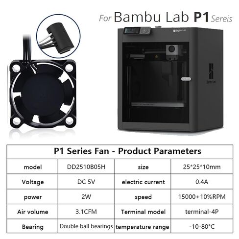 عبوتان من مروحة Bambu Lab P1S P1P Hotend، مروحة تبريد ذات طرف ساخن للطابعة ثلاثية الأبعاد، مروحة تبريد سريعة 2510 مع مروحة صامتة بدون فرشاة بمحمل كروي مزدوج in Kuwait