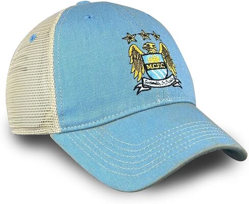 1863FC Manchester City Vintage Trucker Hat Retro Badge - Sky Blue in Kuwait