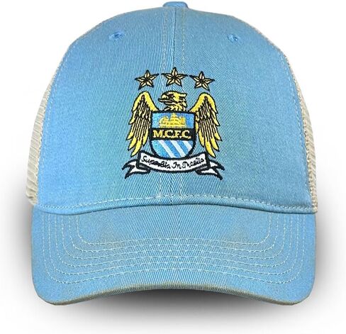 1863FC Manchester City Vintage Trucker Hat Retro Badge - Sky Blue in Kuwait