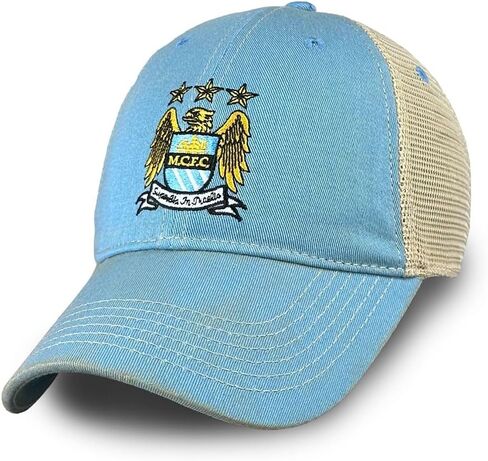 1863FC Manchester City Vintage Trucker Hat Retro Badge - Sky Blue in Kuwait