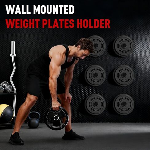 Wall Mounted Weight Plate Holder - Fit 2inch Olympic Weight Plates, Protective Rubber Pad in Saudi Arabia