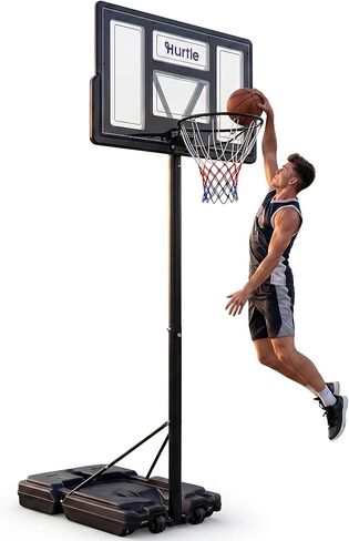 Basketball Hoop Outdoor 4-10Ft Adjustable Portable System, 44 Inch Shatterproof Backboard, Strong Rim, Reinforced Frame with Wheels, Basketball Hoop for Driveway Backyard Indoor Play in Kuwait