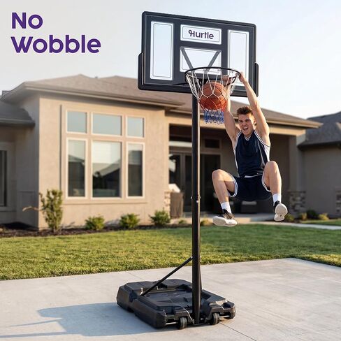 Basketball Hoop Outdoor 4-10Ft Adjustable Portable System, 44 Inch Shatterproof Backboard, Strong Rim, Reinforced Frame with Wheels, Basketball Hoop for Driveway Backyard Indoor Play in Kuwait