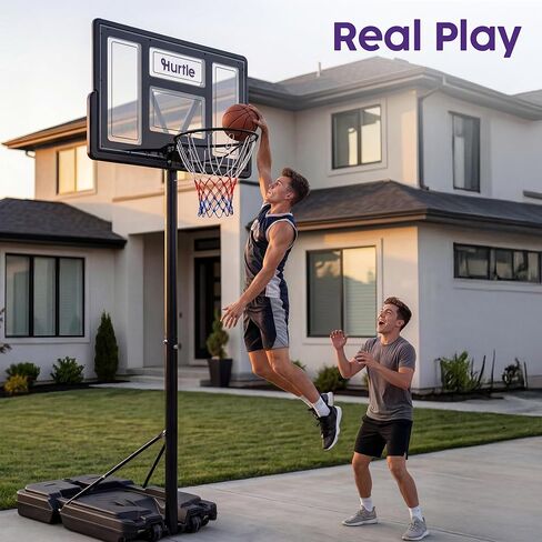 Basketball Hoop Outdoor 4-10Ft Adjustable Portable System, 44 Inch Shatterproof Backboard, Strong Rim, Reinforced Frame with Wheels, Basketball Hoop for Driveway Backyard Indoor Play in Kuwait