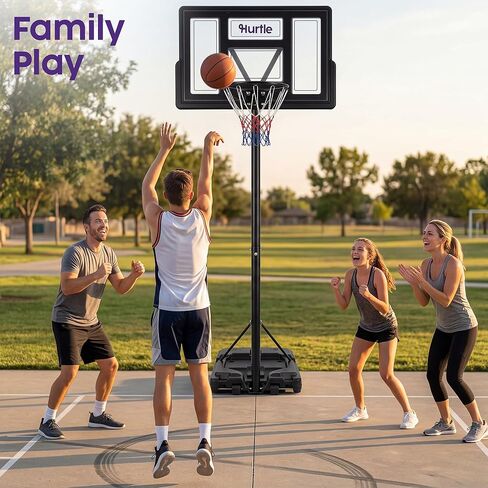 Basketball Hoop Outdoor 4-10Ft Adjustable Portable System, 44 Inch Shatterproof Backboard, Strong Rim, Reinforced Frame with Wheels, Basketball Hoop for Driveway Backyard Indoor Play in Kuwait
