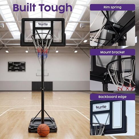 Basketball Hoop Outdoor 4-10Ft Adjustable Portable System, 44 Inch Shatterproof Backboard, Strong Rim, Reinforced Frame with Wheels, Basketball Hoop for Driveway Backyard Indoor Play in Kuwait