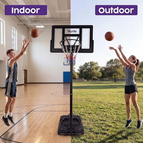 Basketball Hoop Outdoor 4-10Ft Adjustable Portable System, 44 Inch Shatterproof Backboard, Strong Rim, Reinforced Frame with Wheels, Basketball Hoop for Driveway Backyard Indoor Play in Kuwait