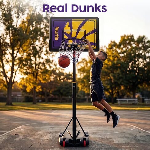 Kids Basketball Hoop Adjustable 5 to 7 FT Portable Basketball Hoop for Kids Indoor Outdoor Play Youth Basketball Hoop with Wheels Driveway Backyard Backboard Blue Yellow in Kuwait