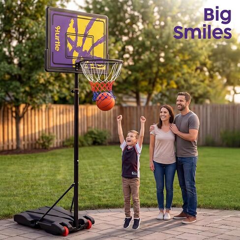Kids Basketball Hoop Adjustable 5 to 7 FT Portable Basketball Hoop for Kids Indoor Outdoor Play Youth Basketball Hoop with Wheels Driveway Backyard Backboard Blue Yellow in Kuwait